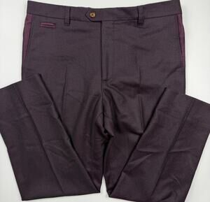 Zignone Sartore 36x36 Burgundy Wool Dress Pants Italy Flat Front Trousers